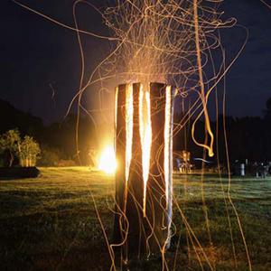 testTorche nordique en feu dans jardin